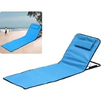 Dopwii Faltbare Strandliege für Erwachsene,5 fach verstellbarer Gartenstuhl mit Kissen, Tragbare Campingliege, Sonnenliege,Campingstuhl für Strand und Garten