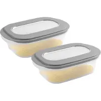 Sunware Käsebox Transparent/Grau mit Deckel – Set mit 2 Stück