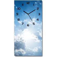 Tulup Wanduhr aus Glas – 30x60 cm - Glasbild - Glasuhr - Gehärtetes Glas -Wolken im Himmel