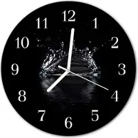 Tulup Glasuhr Wanduhr Küchenuhr Echt-Glas 30fi cm Wasser schwarz