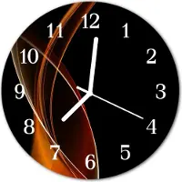 Tulup Glasuhr Wanduhr Küchenuhr Echt-Glas 30fi cm Abstrakte Linien orange schwarz