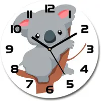 Tulup Wanduhr aus Glas 30fi Glasbild Glasuhr Gehärtetes Glas - schwarze-zeiger - Koala on the tree