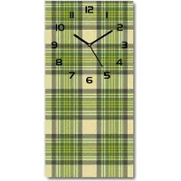 Tulup Wanduhr aus Glas – 30x60 cm - Glasbild - Glasuhr - Gehärtetes Glas -Grünes Gitter