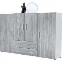 Vladon Highboard Nora Anrichte mit 2 Schubladen und 4 Türen mit insgesamt 8 Fächer dahinter, Weiß matt/Avola-Anthrazit (166,5 x 106,5 x 35 cm)