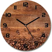 Tulup Wanduhr aus Glas 30fi Glasbild Glasuhr Gehärtetes Glas - schwarze-zeiger - Coffee beans