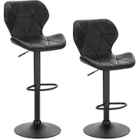 EUGAD 2X Barhocker Retro höhenverstellbar aus Kunstleder Metall, Anthrazit