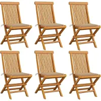 vidaXL BESTE 2022 Outdoor-Stuhl Stilvollen mit robustem ,Gartenstühle mit Beige Kissen 6 Stk. Massivholz Teak Relaxsessel Armlehnstuhl mit Premium & schlichten Design *HOM