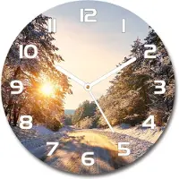 Tulup Wanduhr aus Glas 30fi Glasbild Glasuhr Gehärtetes Glas - weisse-zeiger - Road in the winter forest