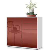 Vladon Sideboard Ben, Germany, Kommode mit 2 Türen und 2 Schubladen, Weiß matt/Bordeaux Hochglanz (79 x 74 x 36 cm)