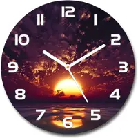 Tulup Wanduhr aus Glas 30fi Glasbild Glasuhr Gehärtetes Glas - weisse-zeiger - Sunset