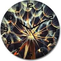 Tulup Wanduhr aus Glas 30fi Glasbild Glasuhr Gehärtetes Glas - schwarze-zeiger - dandelions