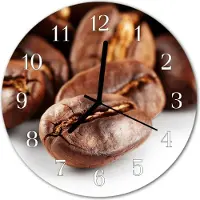 Tulup Glasuhr Wanduhr Küchenuhr Echt-Glas 30fi cm Kaffeebohnen braun