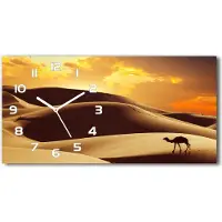 Tulup Wanduhr aus Glas – 60x30 cm - Glasbild - Glasuhr - Gehärtetes Glas - weisse-zeiger - Sahara Kamel