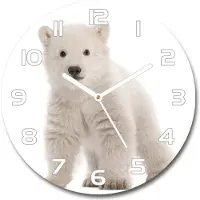 Tulup Wanduhr aus Glas 30fi Glasbild Glasuhr Gehärtetes Glas - weisse-zeiger - A polar bear