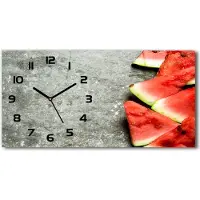 Tulup Wanduhr aus Glas – 60x30 cm - Glasbild - Glasuhr - Gehärtetes Glas - schwarze-zeiger - Geschnittene Wassermelone