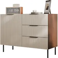 Mirjan 24 Sideboard Almera SR02, Stilvoll Wohnzimmer, Sideboard mit eins Drehtüren (Farbe: Nuss Warmia / Cashmere)