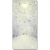 Tulup Wanduhr aus Glas – 30x60 cm - Glasbild - Glasuhr - Gehärtetes Glas -Winterwald