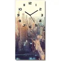 Tulup Wanduhr aus Glas – 30x60 cm - Glasbild - Glasuhr - Gehärtetes Glas -New York Vogelflug