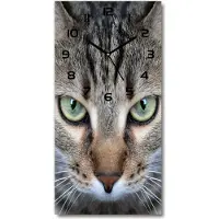 Tulup Wanduhr aus Glas – 30x60 cm - Glasbild - Glasuhr - Gehärtetes Glas -Katzenaugen