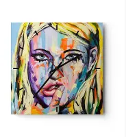 ARTTOR Wanduhr - Quadrat - Glasuhr - Öl Malerei Porträt Frau - 40x40cm - Schleichendes Uhrwerk - Lautlos - zum Aufhängen bereit - Dekoration Modern - Wanddekoration aus Glas - C3AC40x40-2904