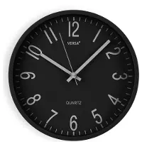 Versa Raven leise und dekorative Wanduhr, für Küche, Wohnzimmer oder Esszimmer – gut lesbar, Maße (H x L x B) 25 x 4,3 x 25 cm, Polypropylen, Schwarz