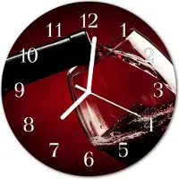 Tulup Glasuhr Wanduhr Küchenuhr Echt-Glas 30fi cm Wein Glas rot