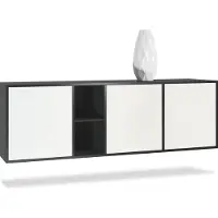 Vladon Kommode Cuba, Germany, Schwarz matt/Weiß matt - Modernes Sideboard für Ihr Wohnbereich - (BxHxT) 182x53x35 cm
