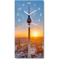 Tulup Wanduhr aus Glas – 30x60 cm - Glasbild - Glasuhr - Gehärtetes Glas -Fernsehturm