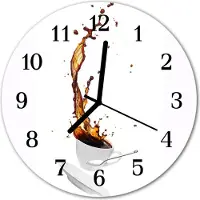Tulup Glasuhr Wanduhr Küchenuhr Echt-Glas 30fi cm Kaffee weiß