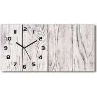 Tulup Wanduhr aus Glas – 60x30 cm - Glasbild - Glasuhr - Gehärtetes Glas - schwarze-zeiger - Holzwand