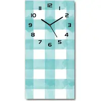 Tulup Wanduhr aus Glas – 30x60 cm - Glasbild - Glasuhr - Gehärtetes Glas -Blaues Gitter