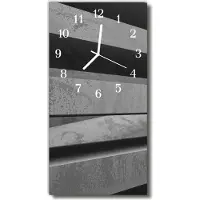 Tulup Glasuhr Wanduhr Küchenuhr Echt-Glas 30x60 Streifen Grau