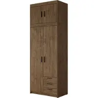 Mirjan 24 Kleiderschrank Elena 2D3S + Schrankaufsatz, Drehtürenschrank, Garderobe mit vier Drehtüren und drei Schubladen, Kleiderstange (Farbe: Lefkas Eiche)