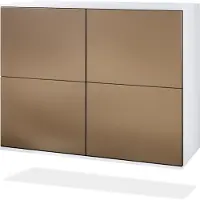 Vladon Kommode Rova V3, Moderner Küchenschrank mit 4 Push-to-Open Türen Weiß matt / Bronze Optik (92,5 x 73.5 x 35)