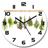 Tulup Wanduhr aus Glas 30fi Glasbild Glasuhr Gehärtetes Glas - schwarze-zeiger - Herbs on a string