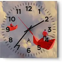 ARTTOR Wanduhr - Quadrat - Glasuhr - Abstraktion modern - 40x40cm - Schleichendes Uhrwerk - Lautlos - zum Aufhängen bereit - Dekoration Modern - Wanddekoration aus Glas - C4AC40x40-3832