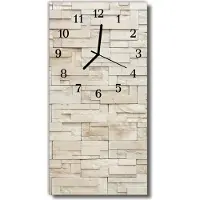 Tulup Glasuhr Wanduhr Küchenuhr Echt-Glas 30x60 Steine Beige