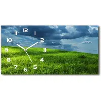 Tulup Wanduhr aus Glas – 60x30 cm - Glasbild - Glasuhr - Gehärtetes Glas - weisse-zeiger - Sturmwolken
