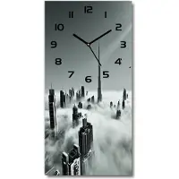 Tulup Wanduhr aus Glas – 30x60 cm - Glasbild - Glasuhr - Gehärtetes Glas -Wolkenkratzer