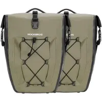 RockBros 2 Stück Gepäckträgertasche 100% Wasserdicht Fahrradtasche 25-32L Tasche mit Tragegriff Grün