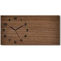 Tulup Wanduhr aus Glas – 60x30 cm - Glasbild - Glasuhr - Gehärtetes Glas - schwarze-zeiger - Holzuntergrund