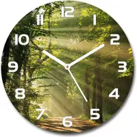 Tulup Wanduhr aus Glas 30fi Glasbild Glasuhr Gehärtetes Glas - weisse-zeiger - Forest in the sun