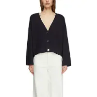 Comma Strickjacke , Damen, Gr. 44, schwarz (navy), Strick, Obermaterial: 72% Viskose, 28% Polyester, unifarben, regular fit normal, tiefer V-Ausschnitt, Strickjacken Strickjacke, mit V-Ausschnitt