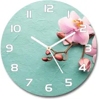 Tulup Wanduhr aus Glas 30fi Glasbild Glasuhr Gehärtetes Glas - weisse-zeiger - Orchid