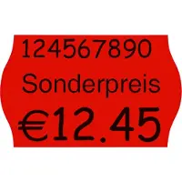 Meto Preisetiketten leuchtrot permanent 26,0 x 16,0 mm, 18 Rollen