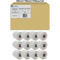 G&G Etiketten , kompatibel zu Zebra 800264-605, 102 x 152 mm, selbstklebend, beschichtet, perforiert, Thermopapier, weiß, 12 x 475 Stück