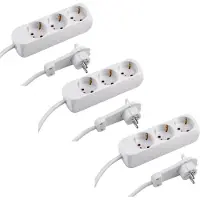 Meister Steckdosenleiste 3-fach 3er Set Extraflacher Stecker 1,4 m Kabel weiß