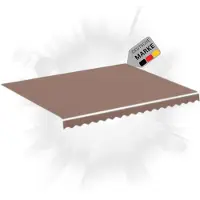 DELUKE Markisenbespannung Markisenstoff Wasserabweisend Reißfest | Braun, für 350x250cm Rahmen | Markise mit Volant Markisen Ersatzstoff Markisentuch Sonnenschutz Markisenzubehör