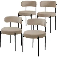 ML-Design Esszimmerstühle 4er Set, Küchenstuhl, aus Teddystoff Braun, Wohnzimmerstuhl mit Rückenlehne, Polsterstühle mit Metallbeinen, Loungesessel