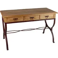 MiaMöbel Schreibtisch Mexico Möbel 128x85x62 cm Landhausstil Massivholz Pinie Honig